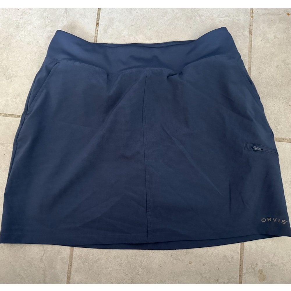 Orvis Skort Womens M Blue Performance Tennis Golf Travel Lined Skirt Athletic